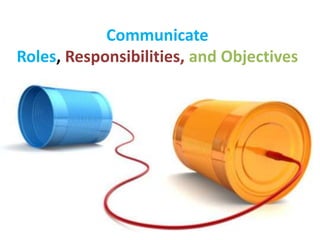 Communicate
Roles, Responsibilities, and Objectives
 