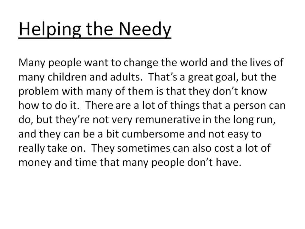 helping the poor and needy essay
