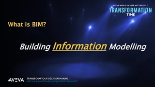 Copyright © 2017 AVEVA Solutions Limited and its subsidiaries. All rights reserved.
What is BIM?
Building Information Modelling
AVEVA WORLD UK USER MEETING 2017
 