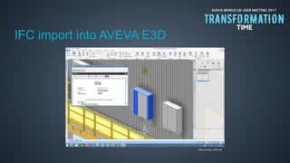 AVEVA WORLD UK USER MEETING 2017
IFC import into AVEVA E3D
Data courtesy COWI AB
 