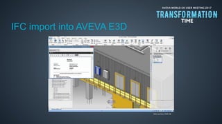 AVEVA WORLD UK USER MEETING 2017
IFC import into AVEVA E3D
Data courtesy COWI AB
 