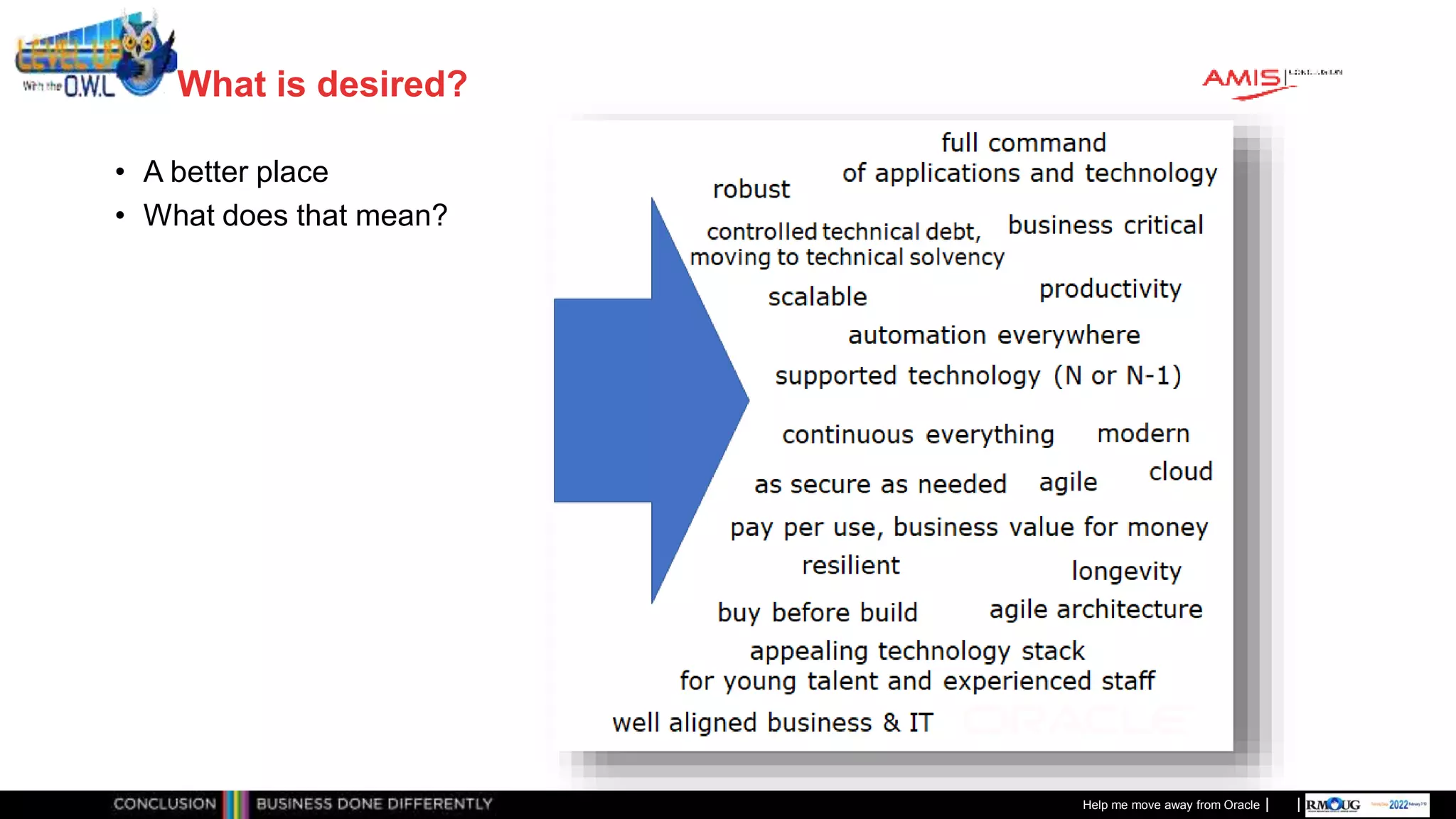 Classificatie: Public
Publiek
What is desired?
• A better place
• What does that mean?
Help me move away from Oracle
 