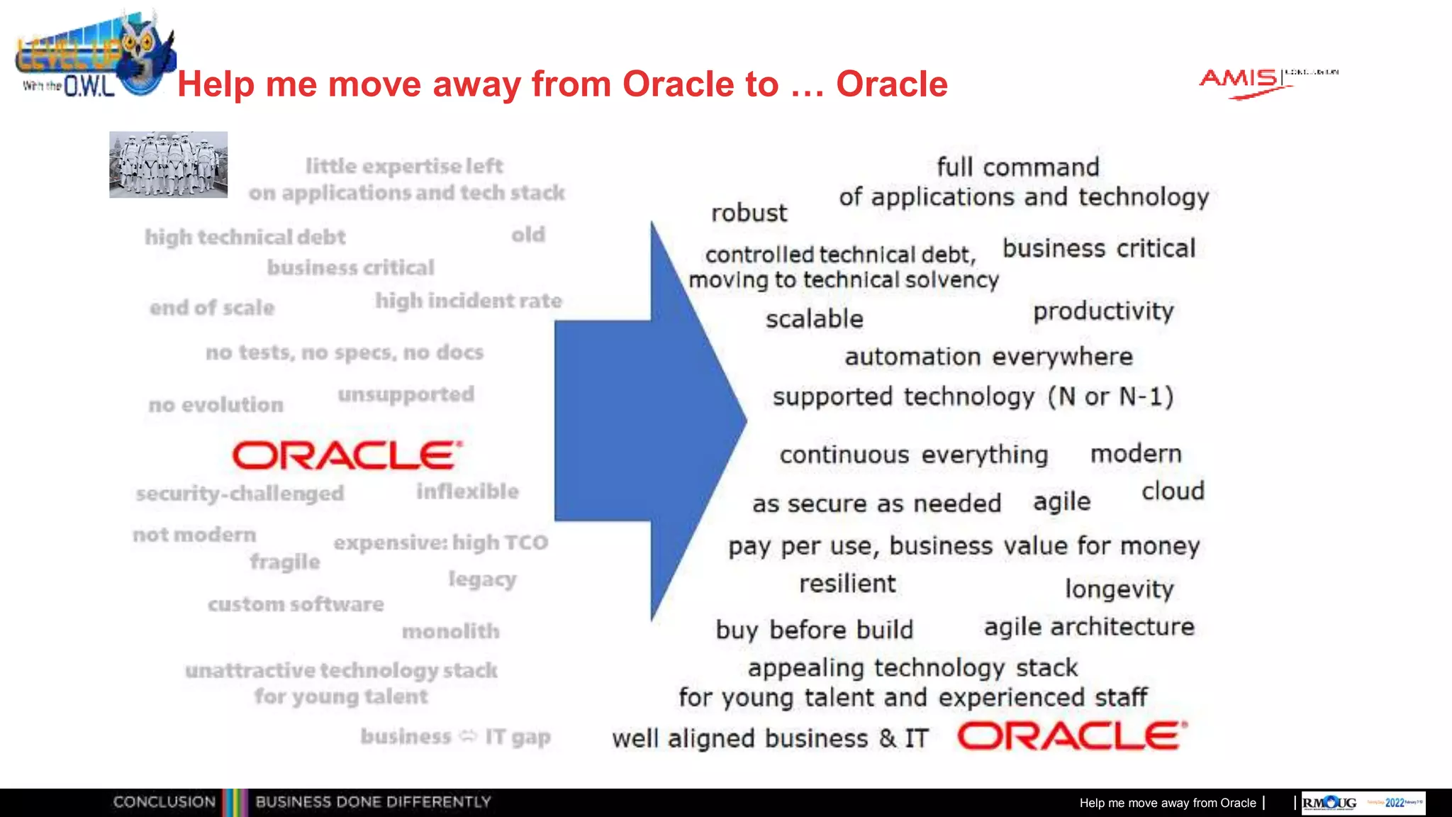 Classificatie: Public
Publiek
Help me move away from Oracle to … Oracle
Help me move away from Oracle
 