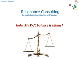 Resonance Consulting
Resonance Consulting
Corporate Consulting, Coaching and Training
Help, My W/L balance is tilting !
 