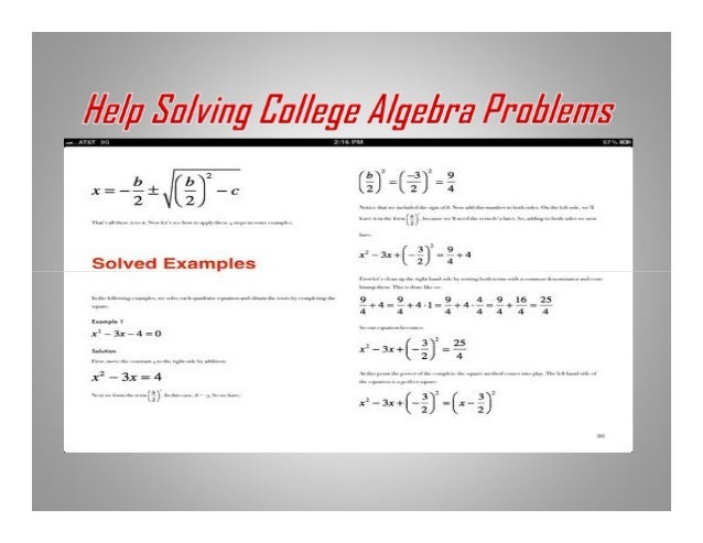 Homework help college algebra