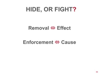 HIDE, OR FIGHT?


 Removal  Effect

Enforcement  Cause




                      59
 