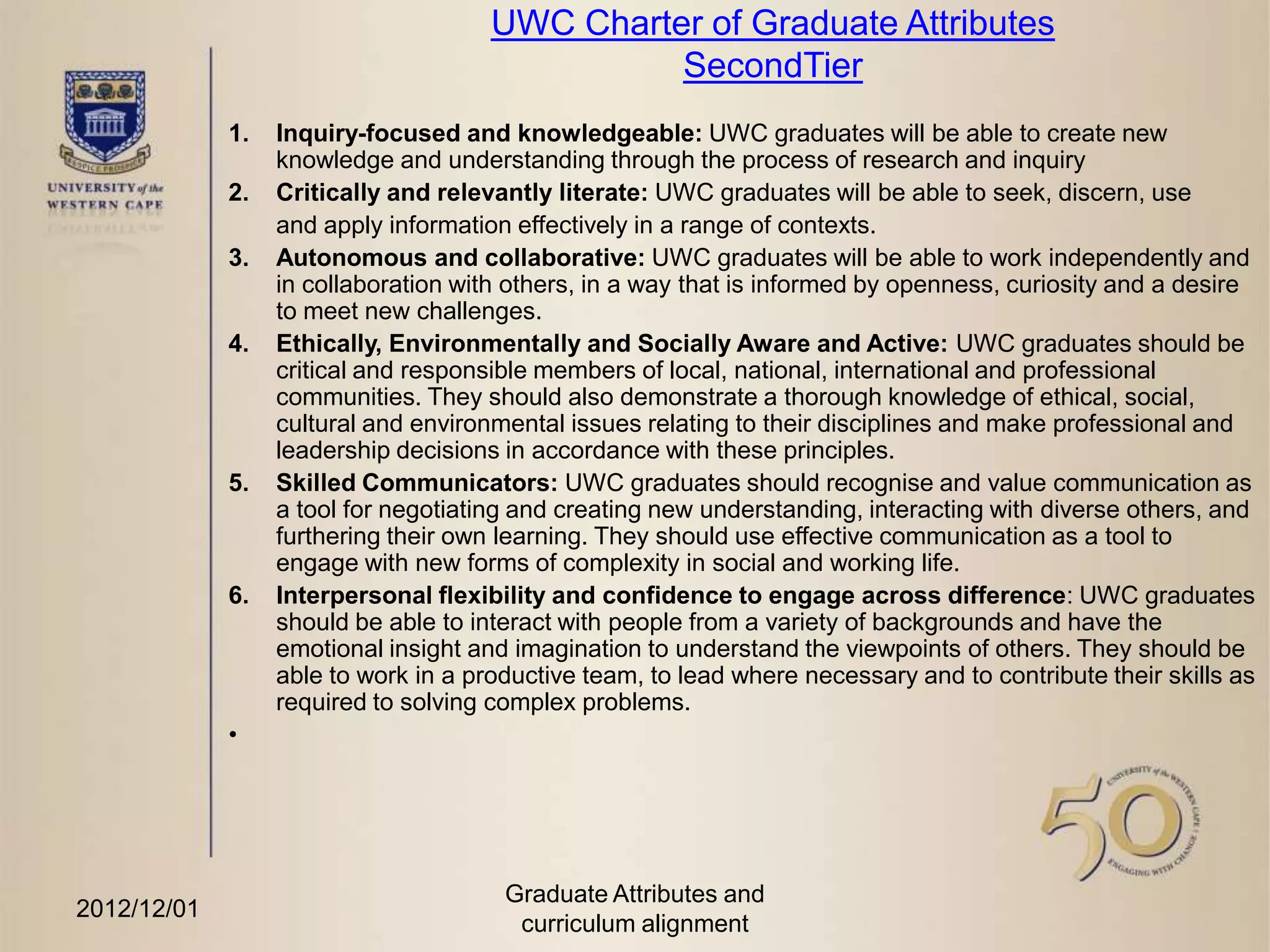 Graduate attributes and authentic learning | PPTX