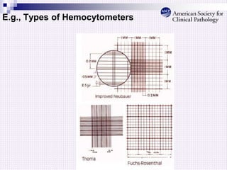 E.g., Types of Hemocytometers
 