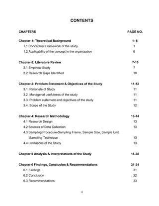 vi
CONTENTS
CHAPTERS PAGE NO.
Chapter-1: Theoretical Background 1- 6
1.1 Conceptual Framework of the study 1
1.2 Applicabi...