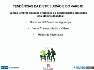 TENDÊNCIAS DA DISTRIBUIÇÃO E DO VAREJO
Vamos lembrar algumas situações de determinados mercados
nas últimas décadas:
• Sistemas eletrônicos de segurança
• Home Theater (Áudio e Vídeo)
• Redes de informática
 