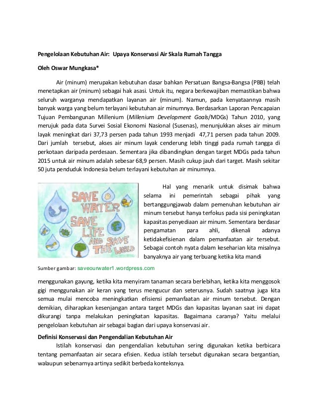 Pengelolaan Kebutuhan AIr. Upaya Konservasi Air Skala