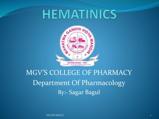 MGV’S COLLEGE OF PHARMACY
Department Of Pharmacology
By:- Sagar Bagul
SAGAR BAGUL 1
 