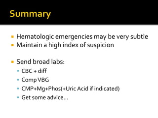 Cmp Differential Immunotherapy and Heme/Onc Emergencies for Emergency Medicine | PPTX