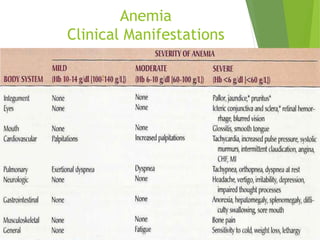 Anemia
Clinical Manifestations
 