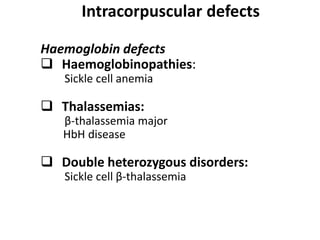 Intracorpuscular Defect Hemolytic anemia, Hereditary spherocytosis and G6PD deficiency | PPTX