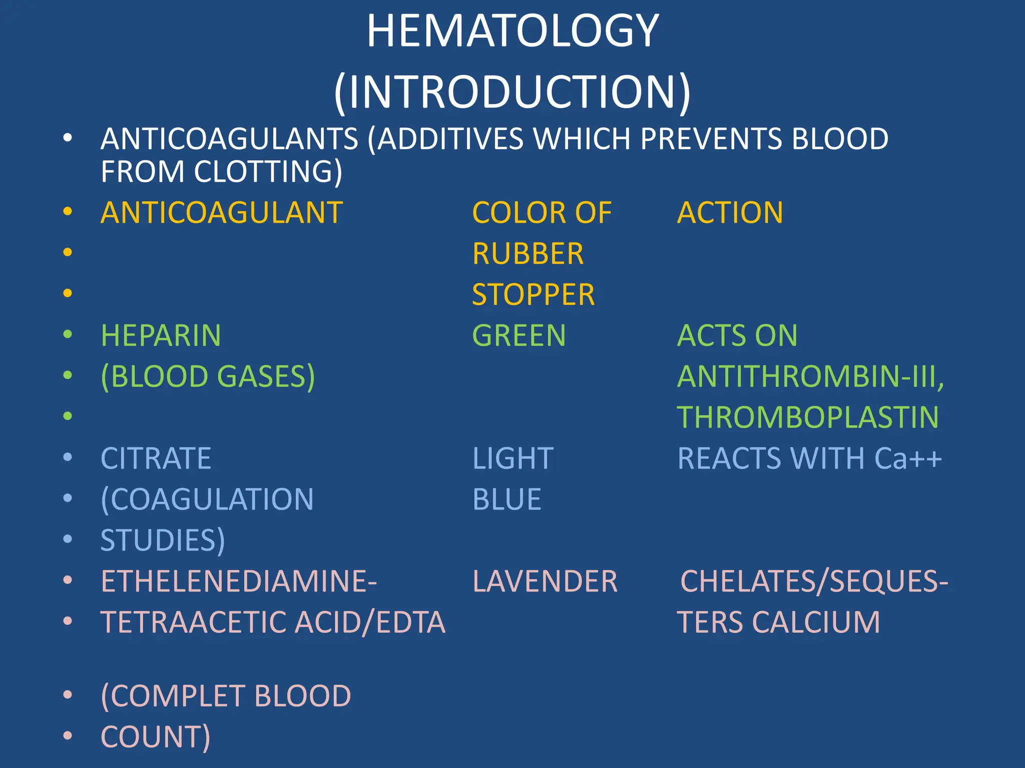 INTRODUCTION TO CLINICAL HEMATOLOGY powerpoint | PPTX