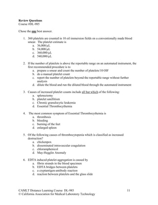Hematology case studies: Platelets | PDF