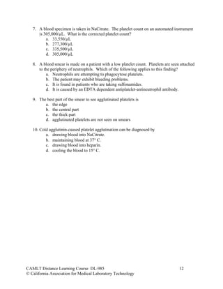 Hematology case studies: Platelets | PDF