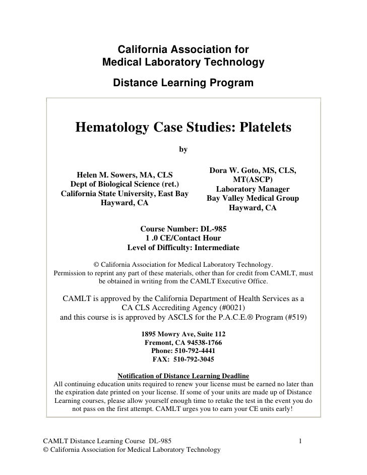 Hematology case studies: Platelets