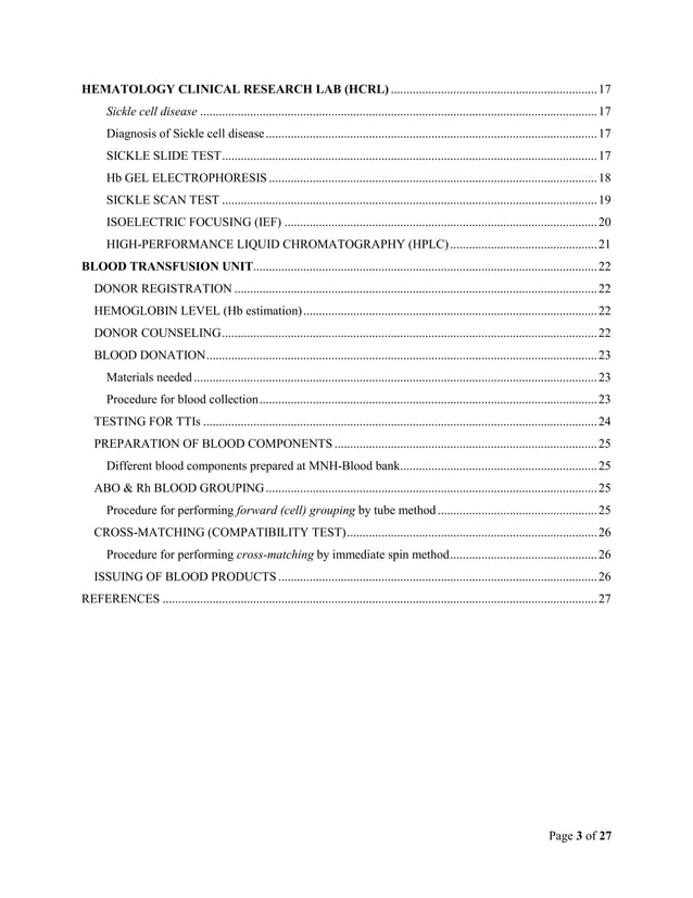 Hematology & Blood Transfusion lab. rotation report summary PDF