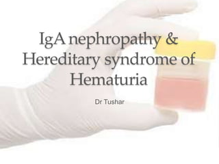 Dr Tushar
IgAnephropathy &
Hereditary syndrome of
Hematuria
 