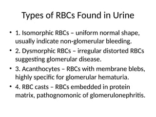 Comprehensive Overview of Hematuria: Types, Causes, and Diagnosis | PPTX