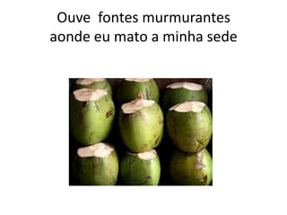 Ouve fontes murmurantes
aonde eu mato a minha sede

 