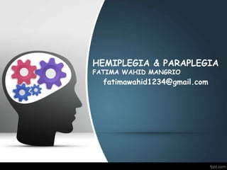 HEMIPLEGIA & PARAPLEGIA
FATIMA WAHID MANGRIO
fatimawahid1234@gmail.com
 