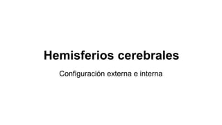 Hemisferios cerebrales
Configuración externa e interna
 