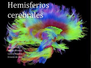 Hemisferios 
cerebrales 
Zara Cerrilla 
Wendy Mireles 
Lucero Morales 
Ernesto de Leon 
 