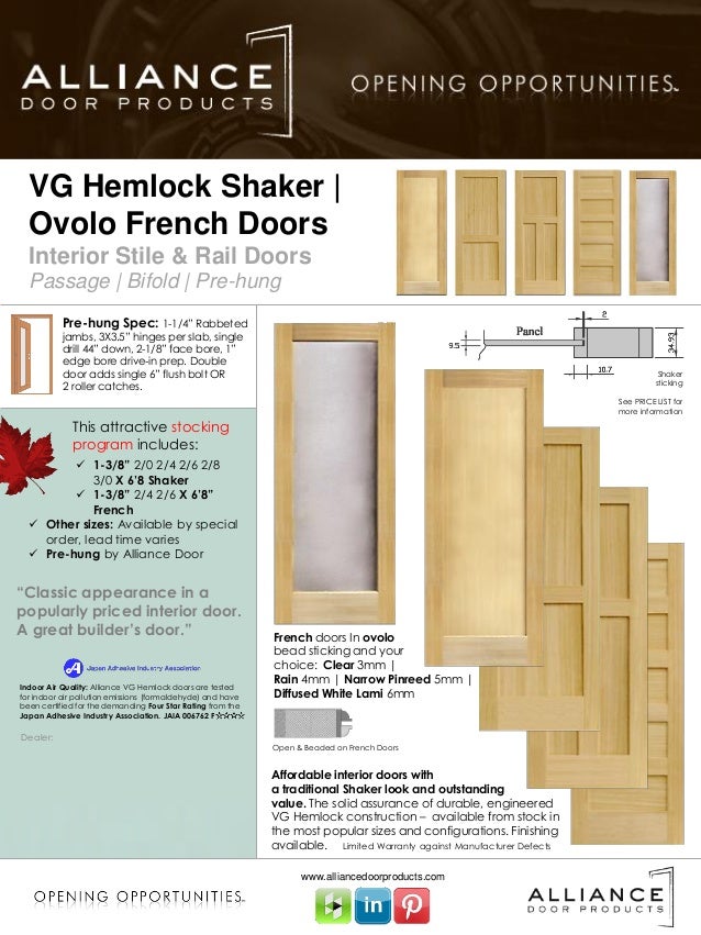 Vg Hemlock Shaker French Stile Rail Interior Door