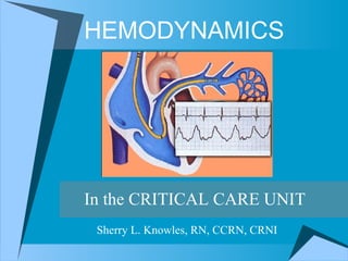 HEMODYNAMICS In the CRITICAL CARE UNIT Sherry L. Knowles, RN, CCRN, CRNI 