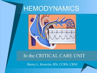 HEMODYNAMICS In the CRITICAL CARE UNIT Sherry L. Knowles, RN, CCRN, CRNI 
