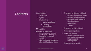 Chemistry of Hemoglobin, the miracle molecule that carries oxygen | PPTX