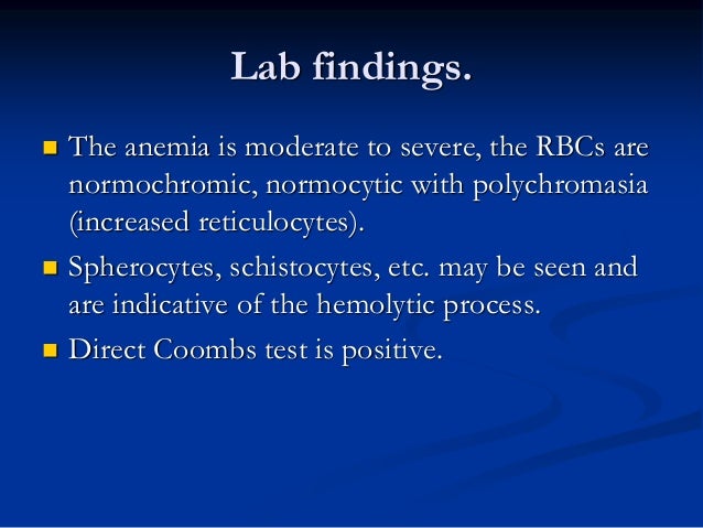 Hemolytic anemia extracorpuscular defects.