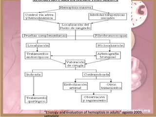 “Etiology and evaluation of hemoptisis in adults” agosto 2009,
 
