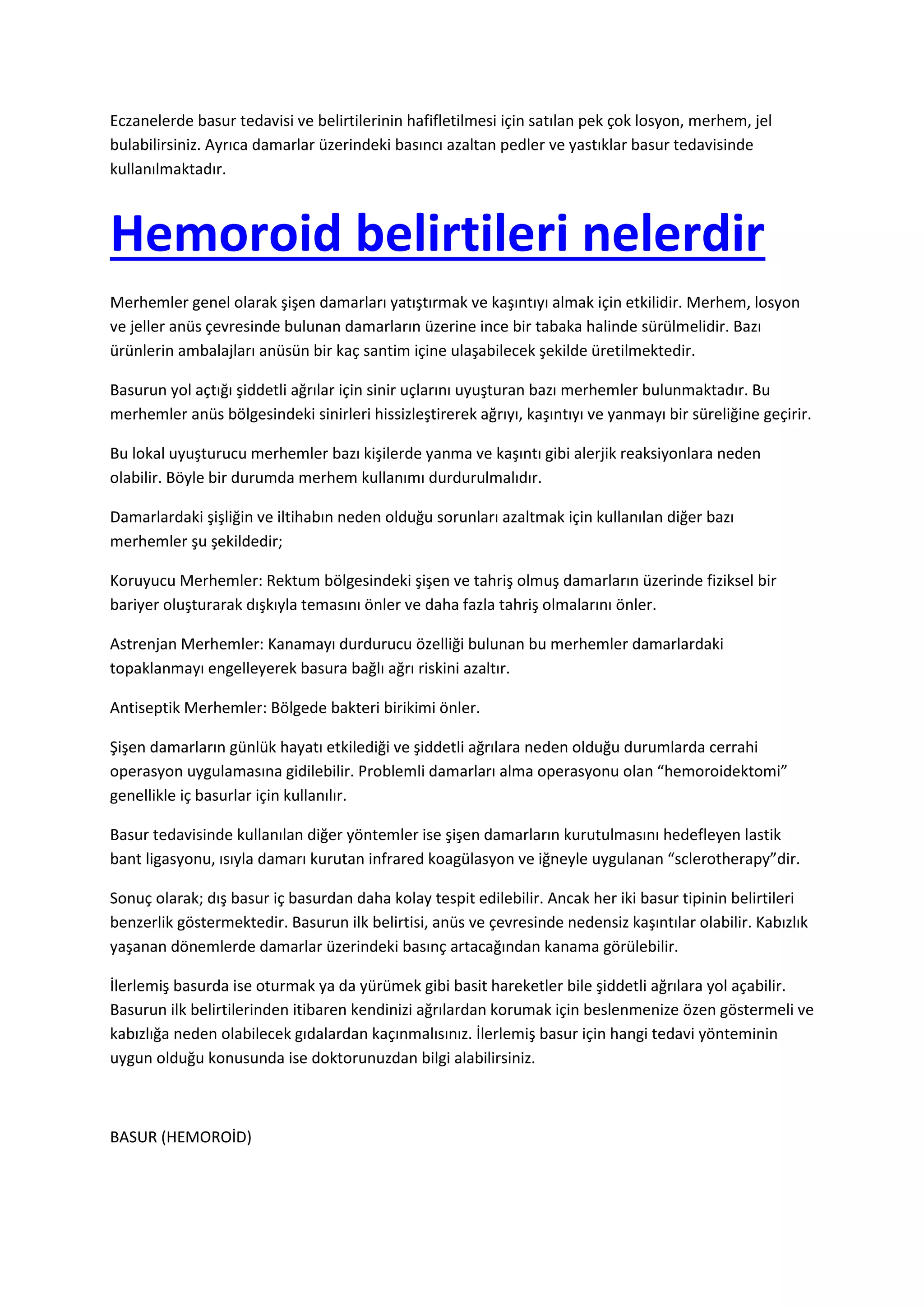 Merhemler Hemoroid belirtileri | PDF