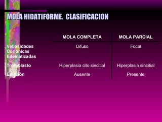 MOLA HIDATIFORME.  CLASIFICACION 