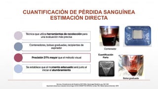 CUANTIFICACIÓN DE PÉRDIDA SANGUÍNEA
ESTIMACIÓN DIRECTA
 