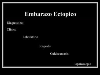 Embarazo Ectopico Diagnostico: Clínica Laboratorio Ecografía  Culdocentesis Laparoscopia 