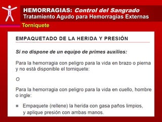 HEMORRAGIAS: Control del Sangrado
Tratamiento Agudo para Hemorragias Externas
Torniquete
 