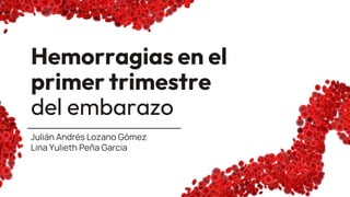 Hemorragias en el
primer trimestre
del embarazo
Julián Andrés Lozano Gómez
Lina Yulieth Peña Garcia
 