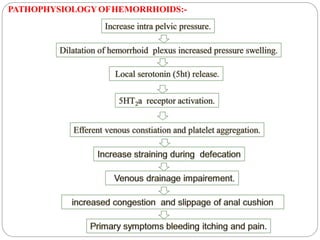 PATHOPHYSIOLOGYOFHEMORRHOIDS:-
 