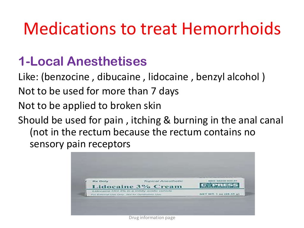 Hemorrhoids drug information page