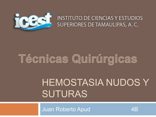 HEMOSTASIA NUDOS Y
SUTURAS
Juan Roberto Apud 4B
 