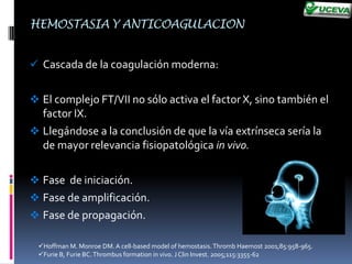 Vía extrínseca. Confluyen en la activación del factor X.REV MED UNIV NAVARRA/VOL 53, Nº 1, 2009 , 19-23. Coagulación 2009: una visión moderna de la hemostasia. 