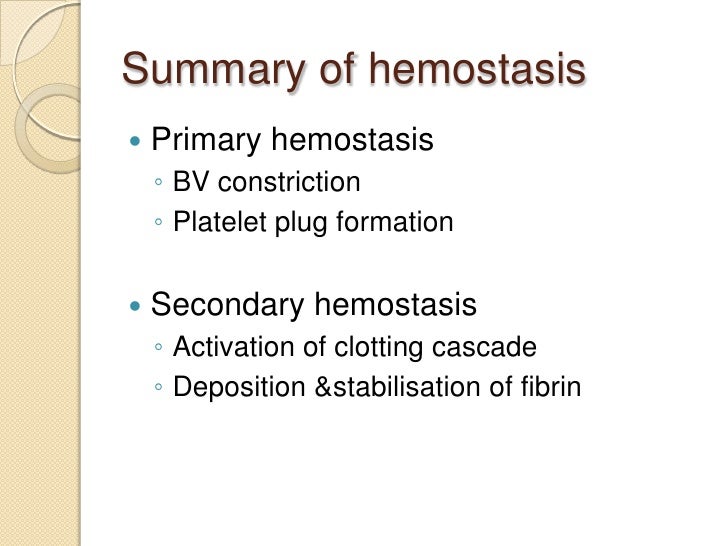 Hemostasis in Pathology