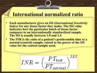 Isi Measure Hemostasis Disorders | PPT