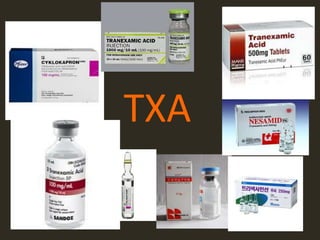 TXA
• Is useful in a wide range of hemorrhagic
conditions.
• In large, randomized controlled trials,
significantly reduced...