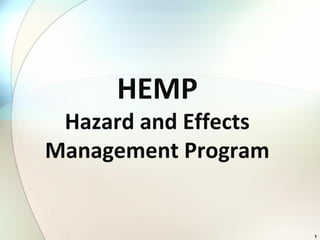 1
HEMP
Hazard and Effects
Management Program
 